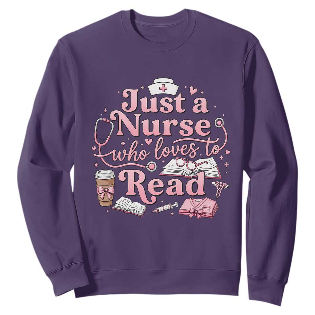 Just A Nurse Who Loves Reading Sweatshirt Book Lover Nurse TS12 Purple Print Your Wear