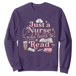 Just A Nurse Who Loves Reading Sweatshirt Book Lover Nurse TS12 Purple Print Your Wear