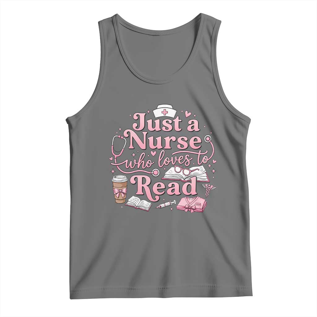 Just A Nurse Who Loves Reading Tank Top Book Lover Nurse TS12 Black Heather Print Your Wear