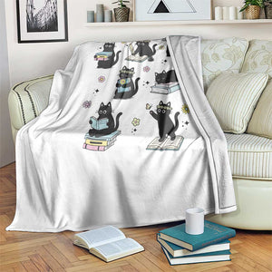 Bookish Black Cat Throw Blanket Funny Librarian Cat Lover Gift TS12 Print Your Wear