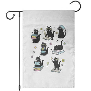 Bookish Black Cat Garden Flag Funny Librarian Cat Lover Gift TS12 White Print Your Wear