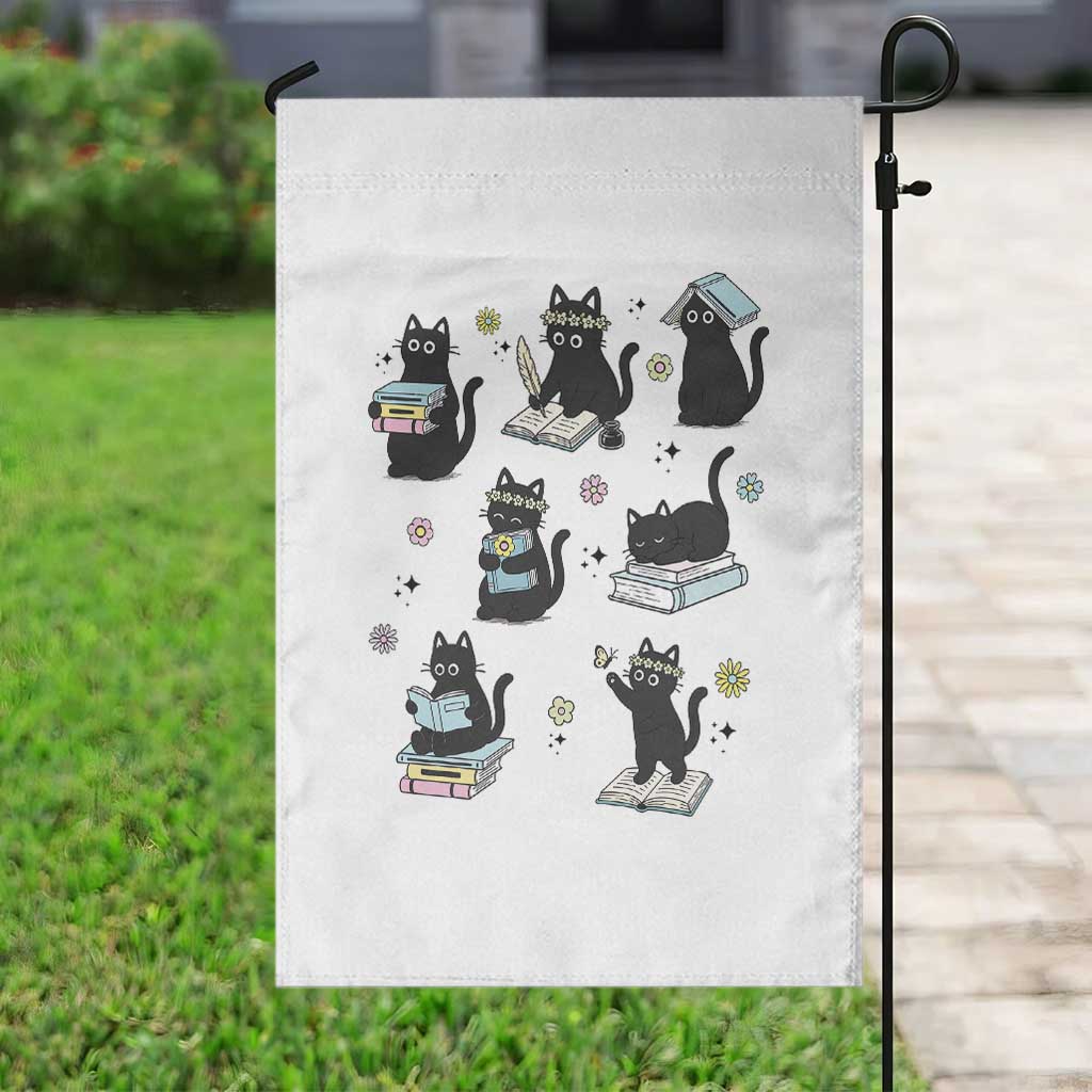 Bookish Black Cat Garden Flag Funny Librarian Cat Lover Gift TS12 Print Your Wear
