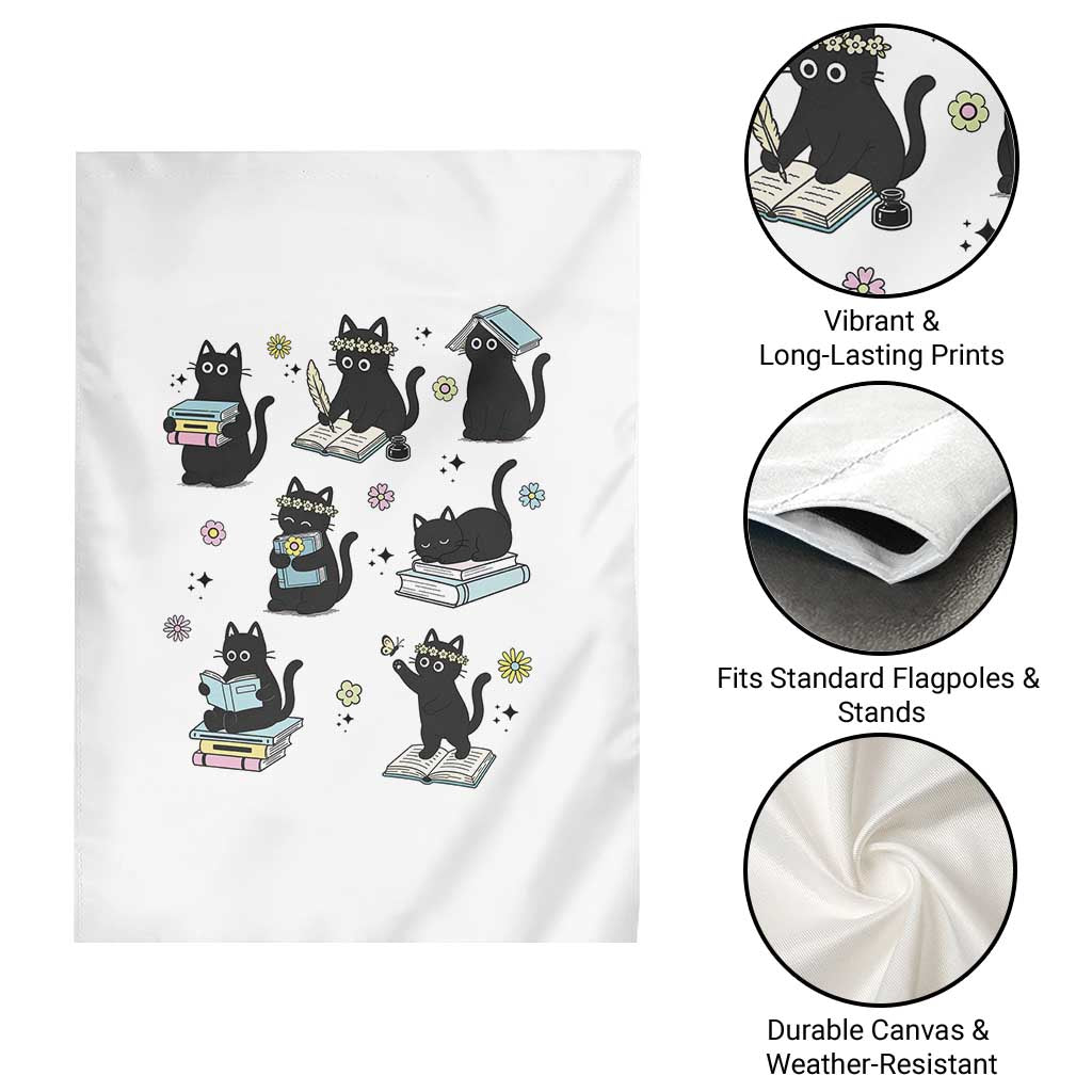 Bookish Black Cat Garden Flag Funny Librarian Cat Lover Gift TS12 Print Your Wear