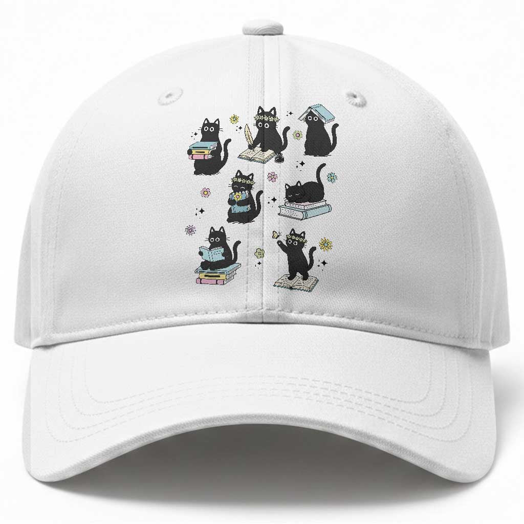 Bookish Black Cat Baseball Cap Funny Librarian Cat Lover Gift TS12 Print Your Wear