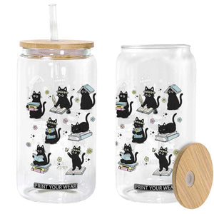 Bookish Black Cat Glass Can Funny Librarian Cat Lover Gift TS12 Print Your Wear