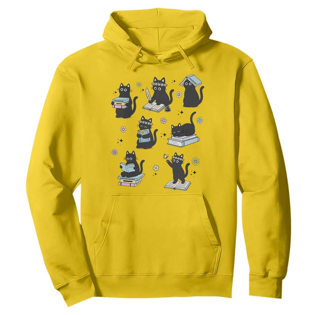 Bookish Black Cat Hoodie Funny Librarian Cat Lover Gift TS12 Daisy Print Your Wear