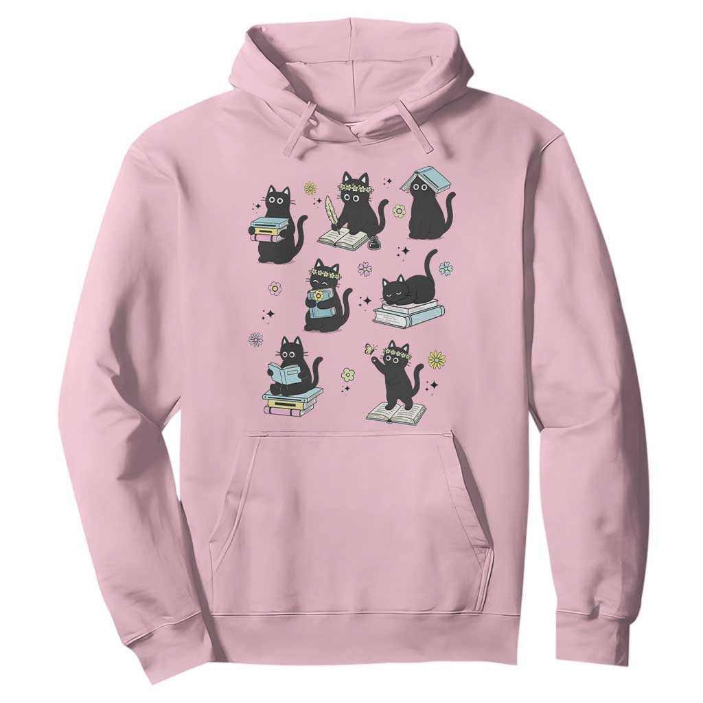 Bookish Black Cat Hoodie Funny Librarian Cat Lover Gift TS12 Light Pink Print Your Wear