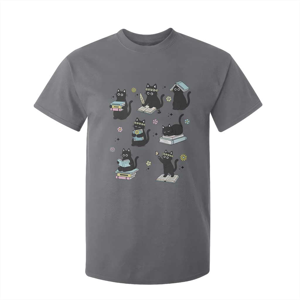 Bookish Black Cat T Shirt For Kid Funny Librarian Cat Lover Gift TS12 Charcoal Print Your Wear