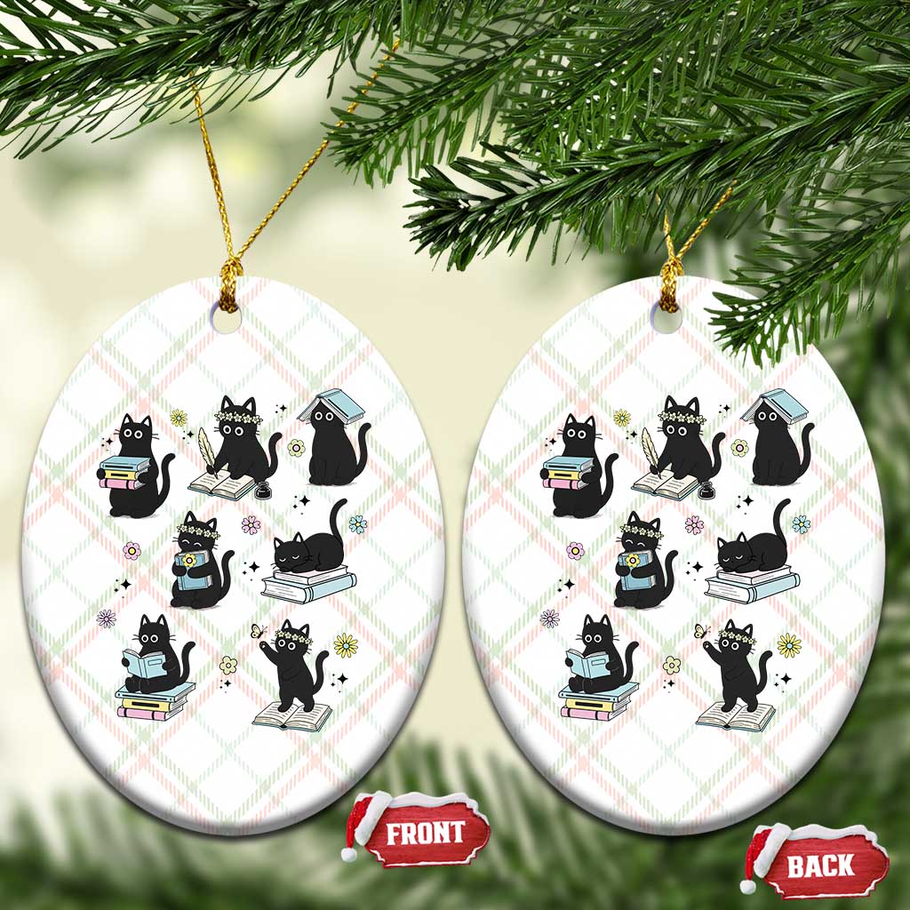 Bookish Black Cat Ceramic Ornament Funny Librarian Cat Lover Gift TS12 Print Your Wear