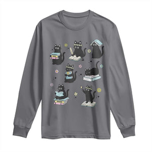 Bookish Black Cat Long Sleeve Shirt Funny Librarian Cat Lover Gift TS12 Charcoal Print Your Wear