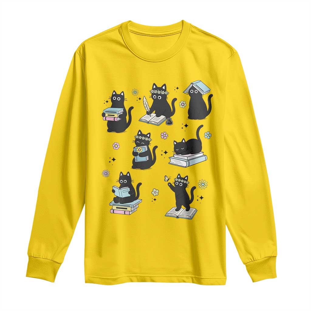 Bookish Black Cat Long Sleeve Shirt Funny Librarian Cat Lover Gift TS12 Daisy Print Your Wear