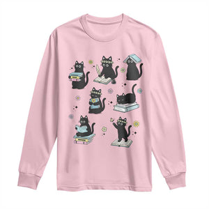 Bookish Black Cat Long Sleeve Shirt Funny Librarian Cat Lover Gift TS12 Light Pink Print Your Wear