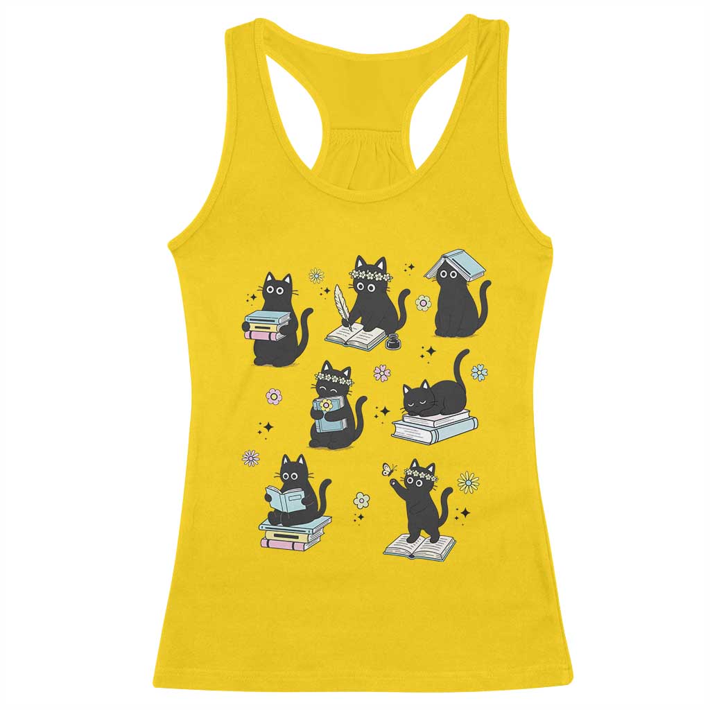 Bookish Black Cat Racerback Tank Top Funny Librarian Cat Lover Gift TS12 Daisy Print Your Wear