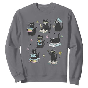 Bookish Black Cat Sweatshirt Funny Librarian Cat Lover Gift TS12 Charcoal Print Your Wear