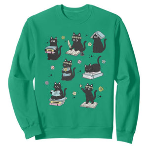 Bookish Black Cat Sweatshirt Funny Librarian Cat Lover Gift TS12 Irish Green Print Your Wear