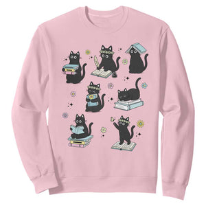 Bookish Black Cat Sweatshirt Funny Librarian Cat Lover Gift TS12 Light Pink Print Your Wear