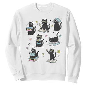 Bookish Black Cat Sweatshirt Funny Librarian Cat Lover Gift TS12 White Print Your Wear