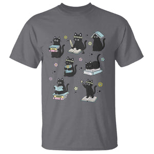 Bookish Black Cat T Shirt Funny Librarian Cat Lover Gift TS12 Charcoal Print Your Wear