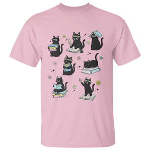 Bookish Black Cat T Shirt Funny Librarian Cat Lover Gift TS12 Light Pink Print Your Wear