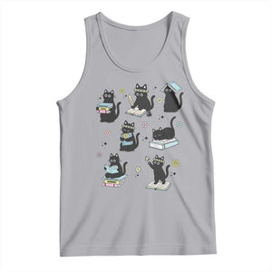 Bookish Black Cat Tank Top Funny Librarian Cat Lover Gift TS12 Athletic Heather Print Your Wear