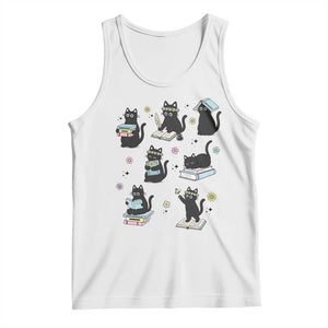 Bookish Black Cat Tank Top Funny Librarian Cat Lover Gift TS12 White Print Your Wear