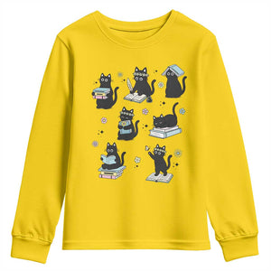 Bookish Black Cat Youth Sweatshirt Funny Librarian Cat Lover Gift TS12 Daisy Print Your Wear