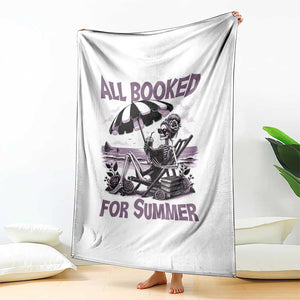 Funny Skeleton Reading At The Beach Throw Blanket All Booked For Summer TS12 Print Your Wear
