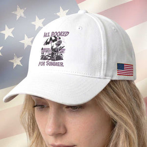 Funny Skeleton Reading At The Beach Baseball Cap All Booked For Summer TS12 Print Your Wear