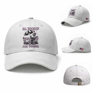 Funny Skeleton Reading At The Beach Baseball Cap All Booked For Summer TS12 Baseball Cap Universal Fit White Print Your Wear