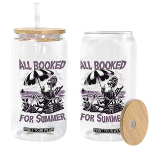 Funny Skeleton Reading At The Beach Glass Can All Booked For Summer TS12 Print Your Wear