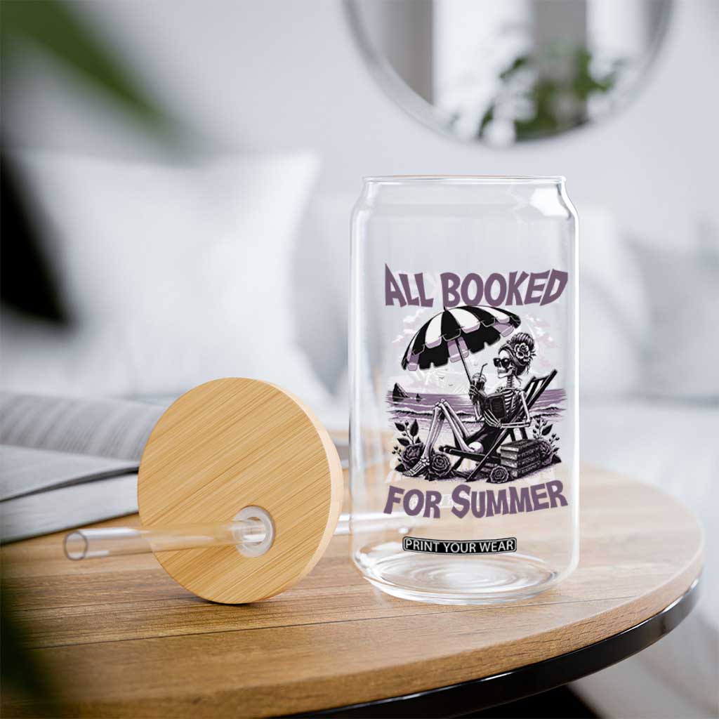 Funny Skeleton Reading At The Beach Glass Can All Booked For Summer TS12 Print Your Wear