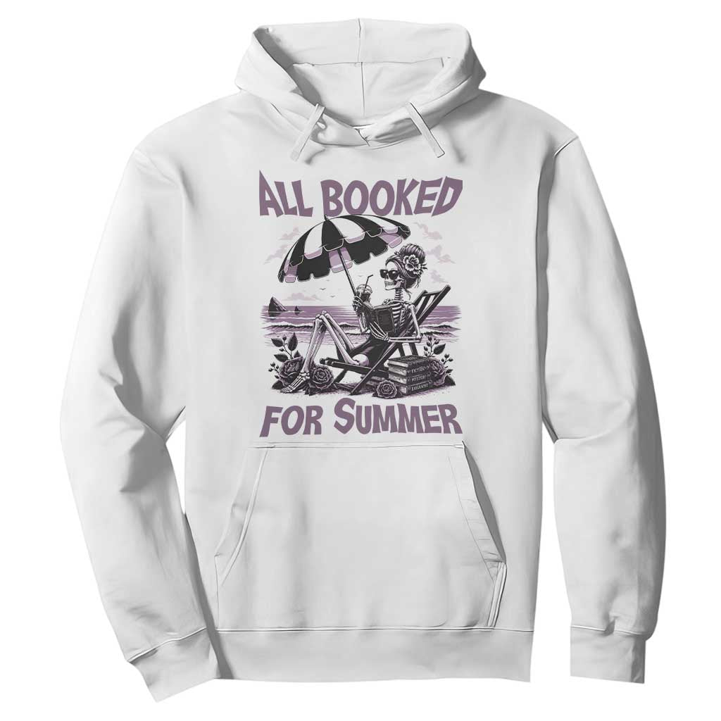 Funny Skeleton Reading At The Beach Hoodie All Booked For Summer TS12 White Print Your Wear