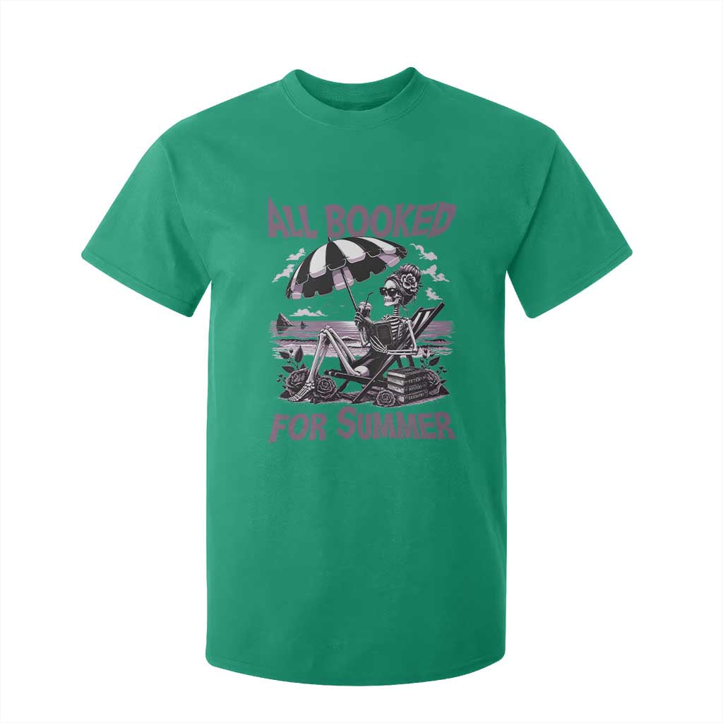Funny Skeleton Reading At The Beach T Shirt For Kid All Booked For Summer TS12 Irish Green Print Your Wear