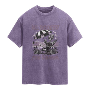 Funny Skeleton Reading At The Beach Washed Cotton T-Shirt All Booked For Summer