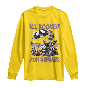 Funny Skeleton Reading At The Beach Long Sleeve Shirt All Booked For Summer TS12 Daisy Print Your Wear