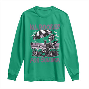 Funny Skeleton Reading At The Beach Long Sleeve Shirt All Booked For Summer TS12 Irish Green Print Your Wear