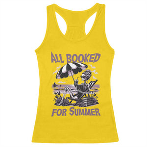 Funny Skeleton Reading At The Beach Racerback Tank Top All Booked For Summer TS12 Daisy Print Your Wear