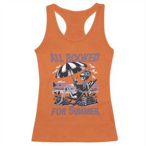Funny Skeleton Reading At The Beach Racerback Tank Top All Booked For Summer TS12 Orange Print Your Wear