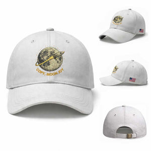 Copy Moon Joy Space Lover Lunar Mission Baseball Cap Astronaut Sci Fi Graphic TS12 Baseball Cap Universal Fit White Print Your Wear