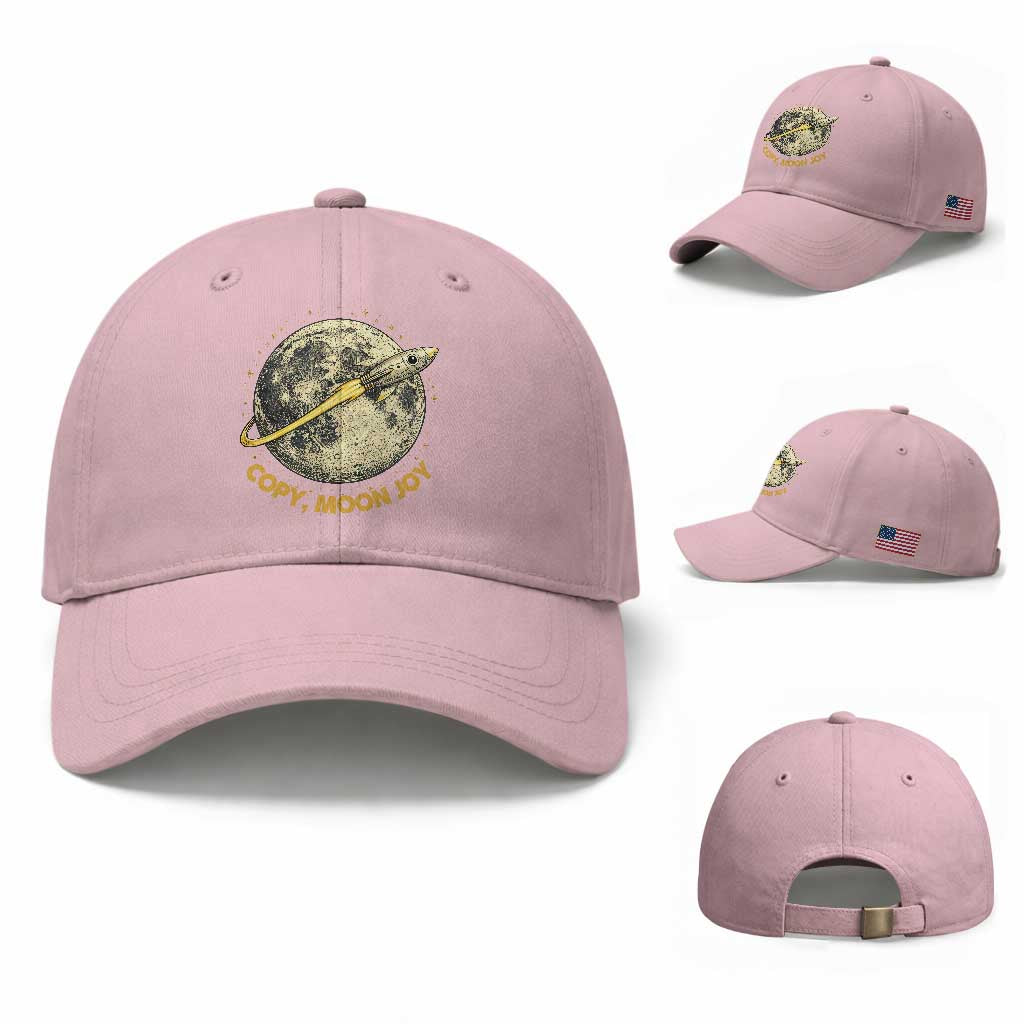 Copy Moon Joy Space Lover Lunar Mission Baseball Cap Astronaut Sci Fi Graphic TS12 Baseball Cap Universal Fit Light Pink Print Your Wear