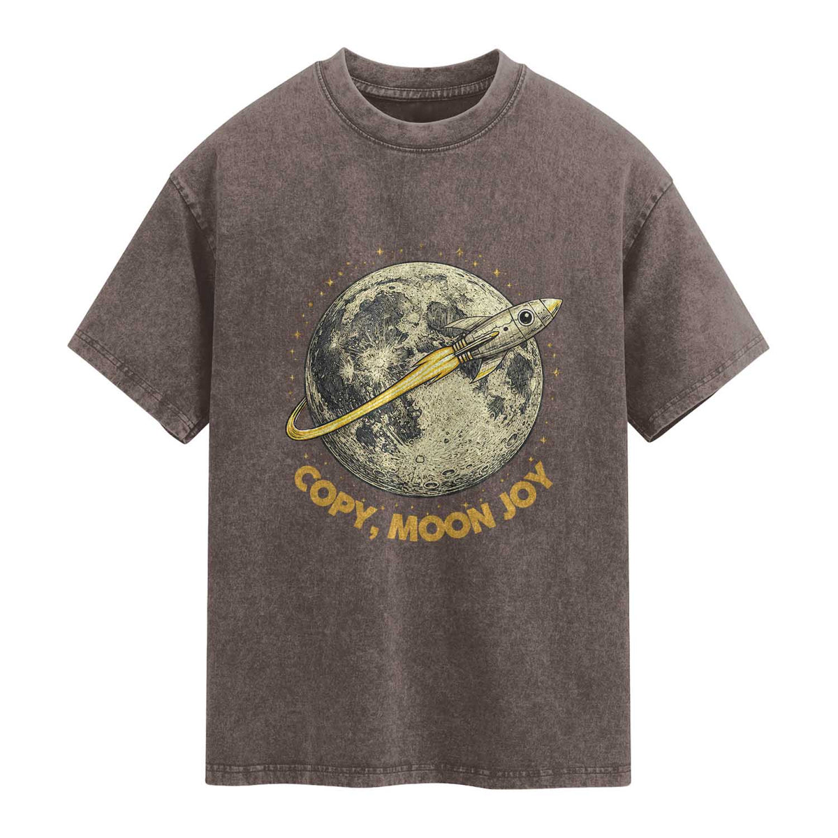 Copy Moon Joy Space Lover Lunar Mission Washed Cotton T-Shirt Astronaut Sci Fi Graphic