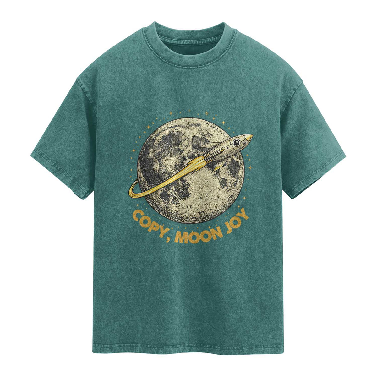 Copy Moon Joy Space Lover Lunar Mission Washed Cotton T-Shirt Astronaut Sci Fi Graphic