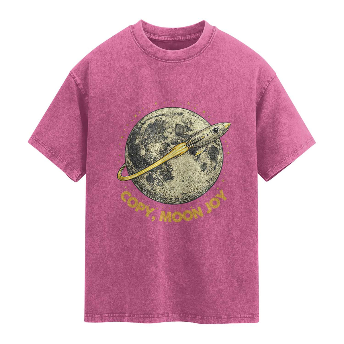Copy Moon Joy Space Lover Lunar Mission Washed Cotton T-Shirt Astronaut Sci Fi Graphic