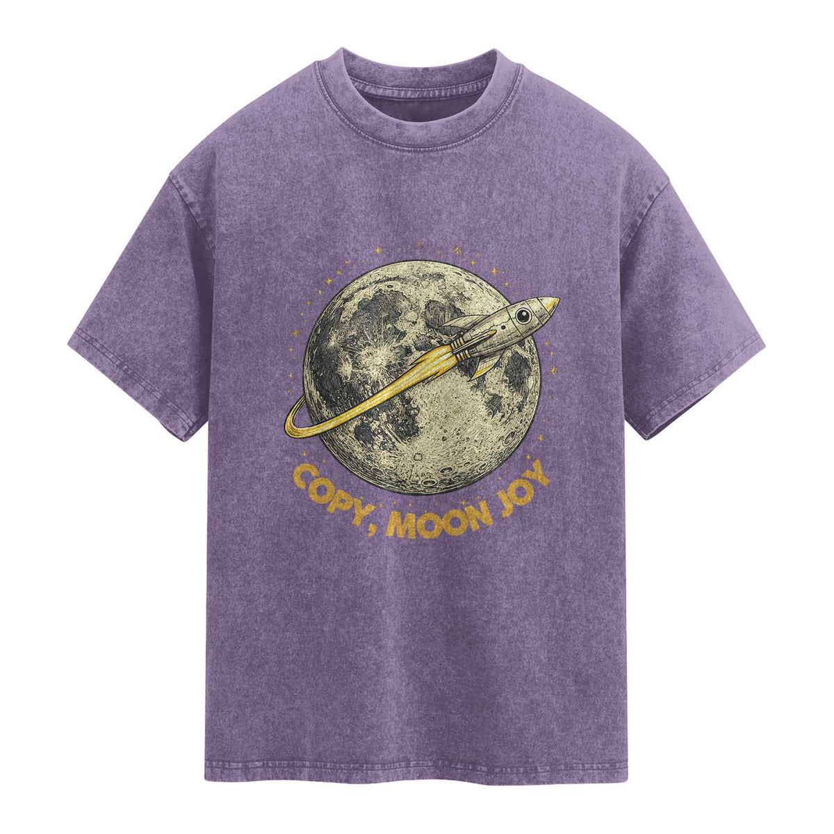 Copy Moon Joy Space Lover Lunar Mission Washed Cotton T-Shirt Astronaut Sci Fi Graphic