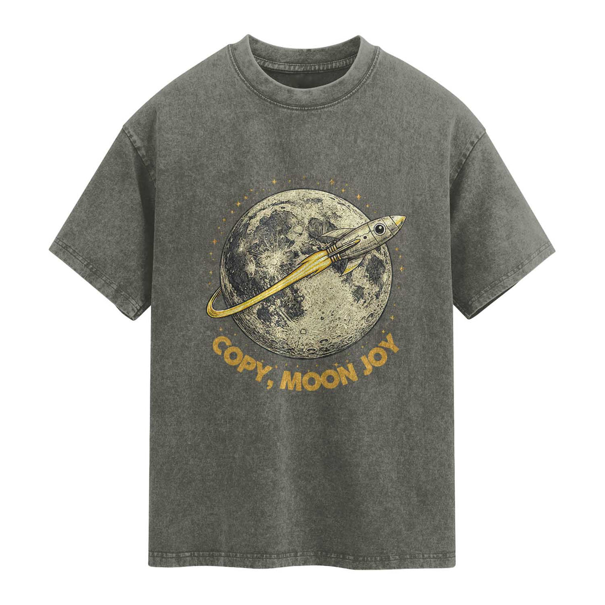 Copy Moon Joy Space Lover Lunar Mission Washed Cotton T-Shirt Astronaut Sci Fi Graphic
