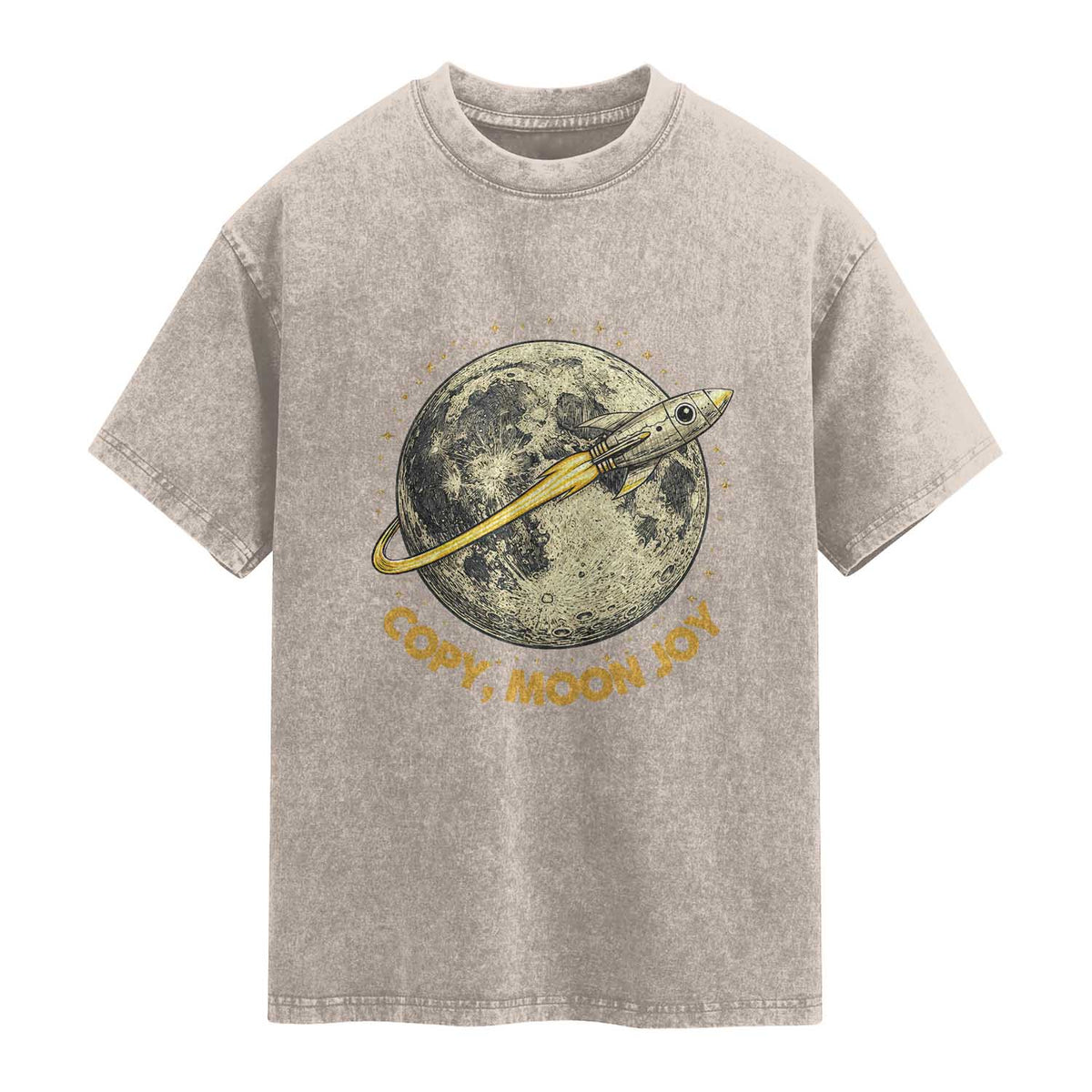 Copy Moon Joy Space Lover Lunar Mission Washed Cotton T-Shirt Astronaut Sci Fi Graphic
