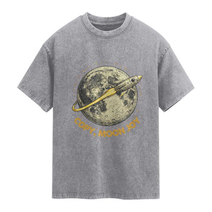Copy Moon Joy Space Lover Lunar Mission Washed Cotton T-Shirt Astronaut Sci Fi Graphic