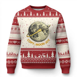 Copy Moon Joy Space Lover Lunar Mission Ugly Christmas Sweater Astronaut Sci Fi Graphic TS12 Beige Red Print Your Wear