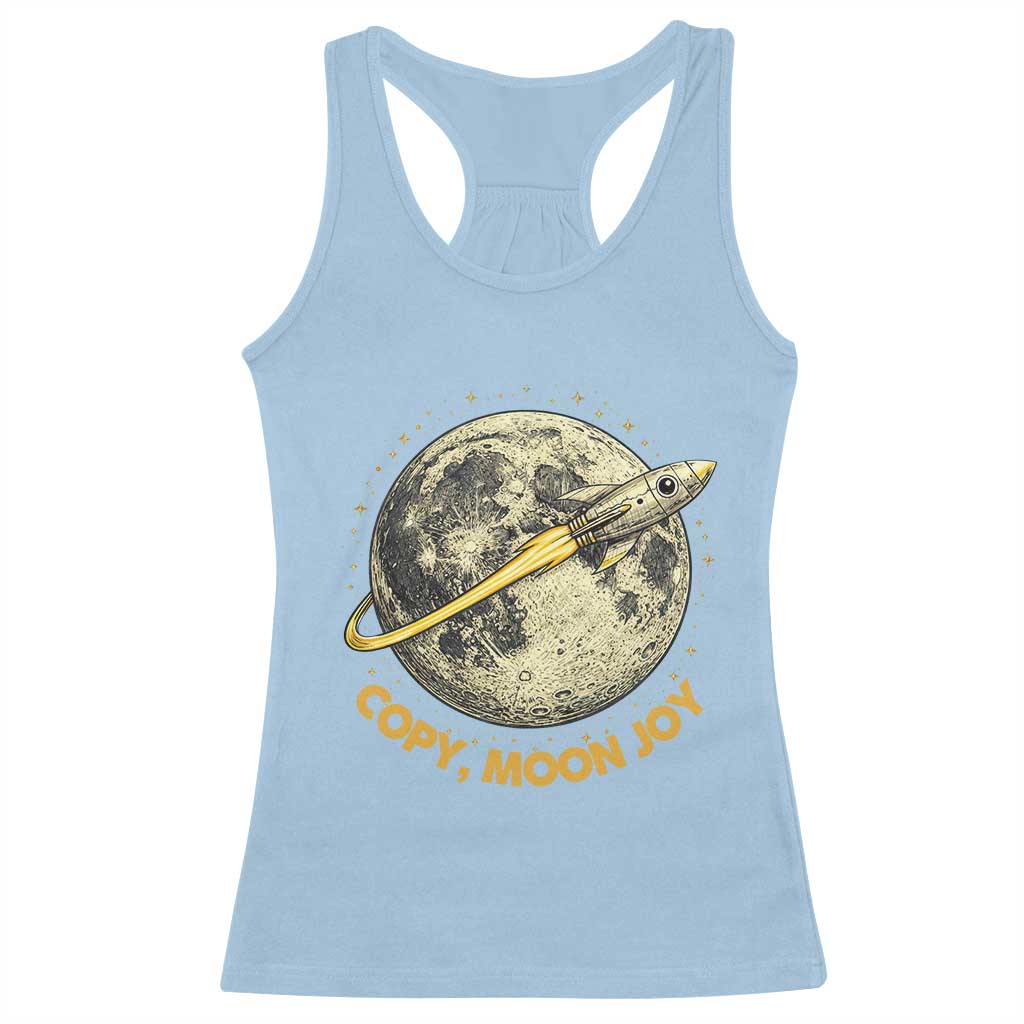 Copy Moon Joy Space Lover Lunar Mission Racerback Tank Top Astronaut Sci Fi Graphic TS12 Light Blue Print Your Wear