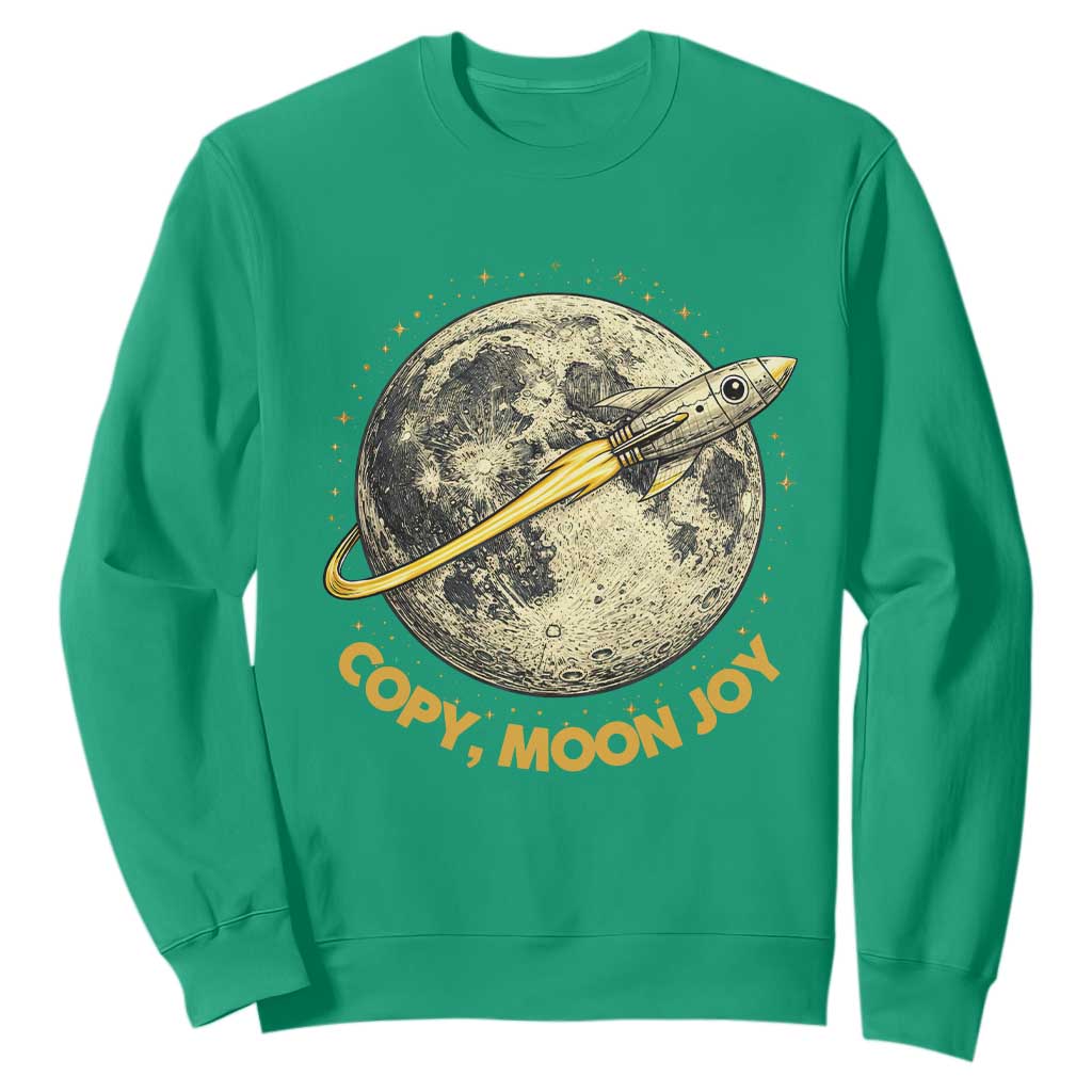 Copy Moon Joy Space Lover Lunar Mission Sweatshirt Astronaut Sci Fi Graphic TS12 Irish Green Print Your Wear